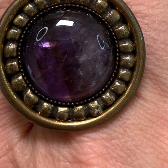 Vintage Jan Michaels Bronze & Amethyst Statement Ring Size 7 San Francisco - Picture 4 of 9